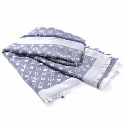 Louis Vuitton Wool Silk Monogram Denim Shawl 1 of 10