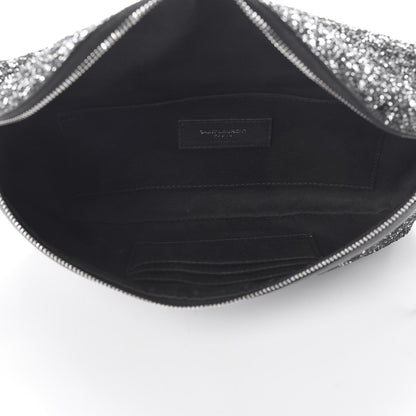 Saint Laurent Lambskin Glitter Belt Bag Metallic Black 5 of 8