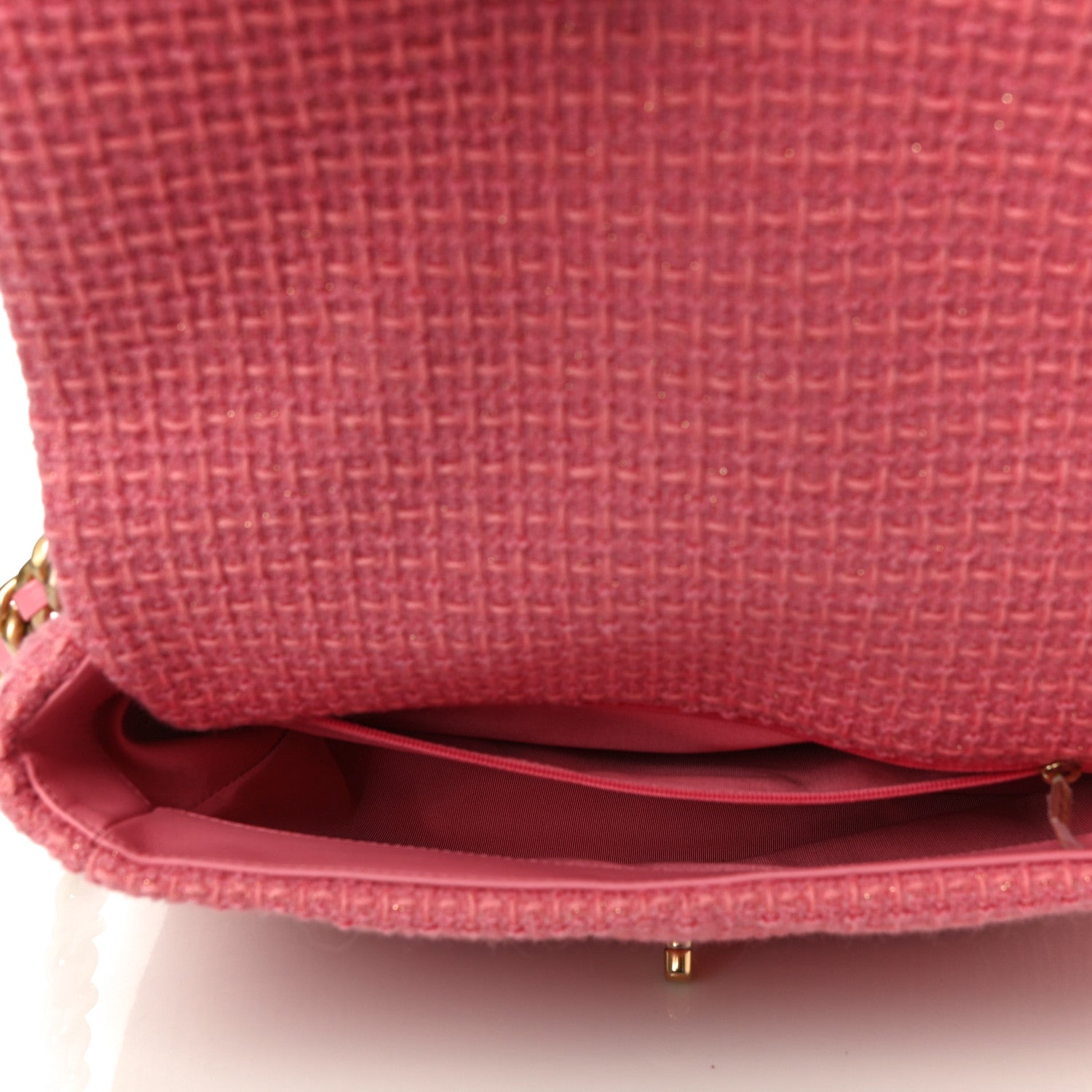 Chanel Metallic Tweed Quilted Large Chanel 19 Flap Pink 5 of 12