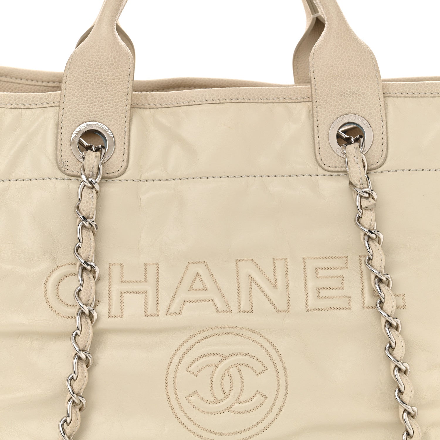 Chanel Calfskin Deauville Tote White 8 of 14