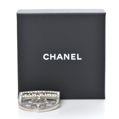 Chanel Swarovski Baguette Crystal CC Shield Brooch Silver 5 of 5