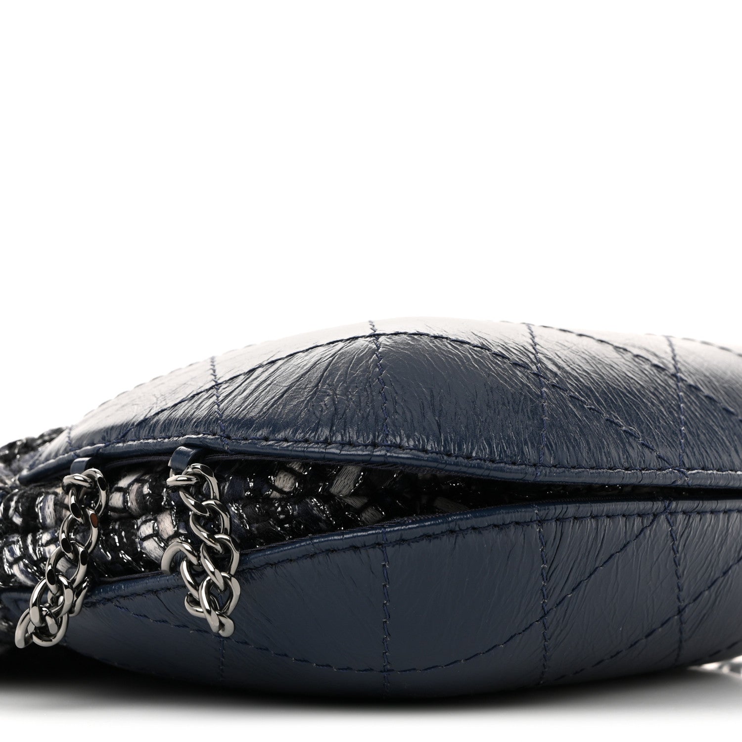 Chanel Tweed Calfskin Quilted Small Gabrielle Bucket Blue Multicolor 9 of 12