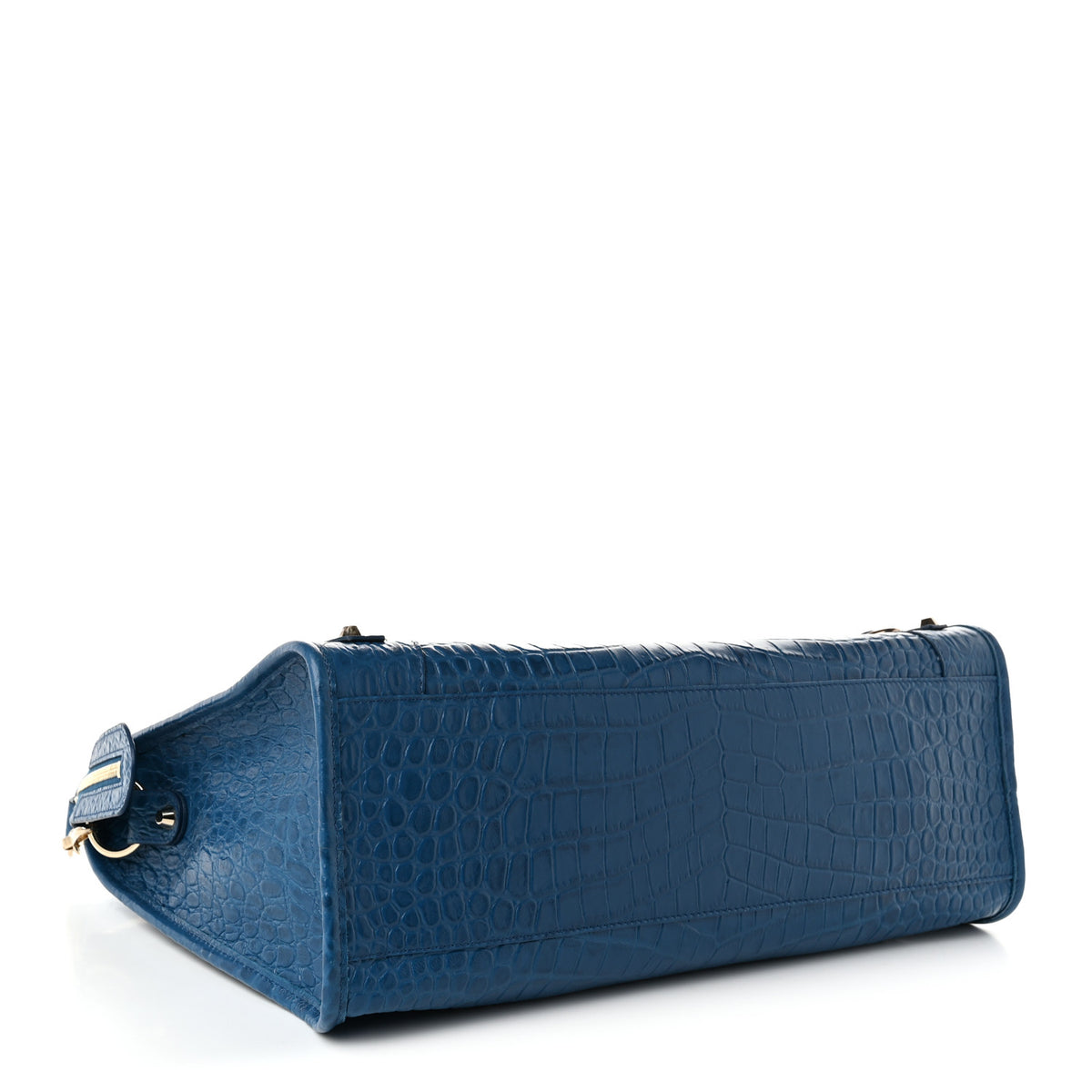 Balenciaga Calfskin Crocodile Embossed Classic Silver Hardware City Bleu Marine 5 of 12