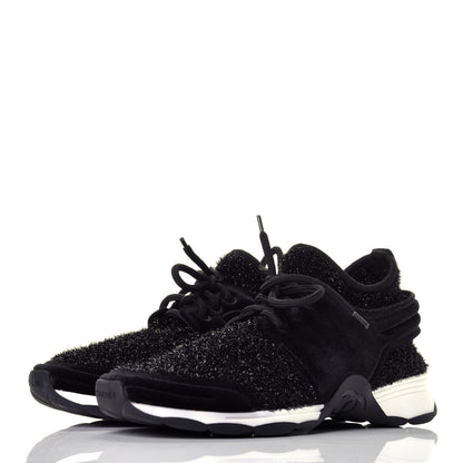 Chanel Stretched Fabric Velvet CC Womens Sneakers 38.5 Black 3 of 7