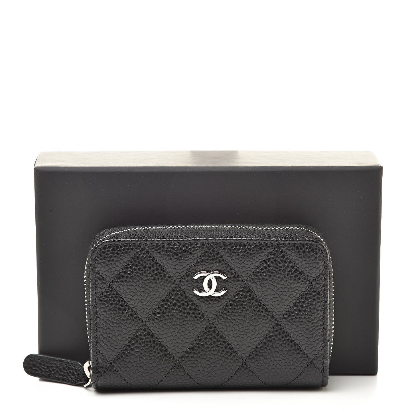 Caviar Quilted Zip Coin Purse Black
