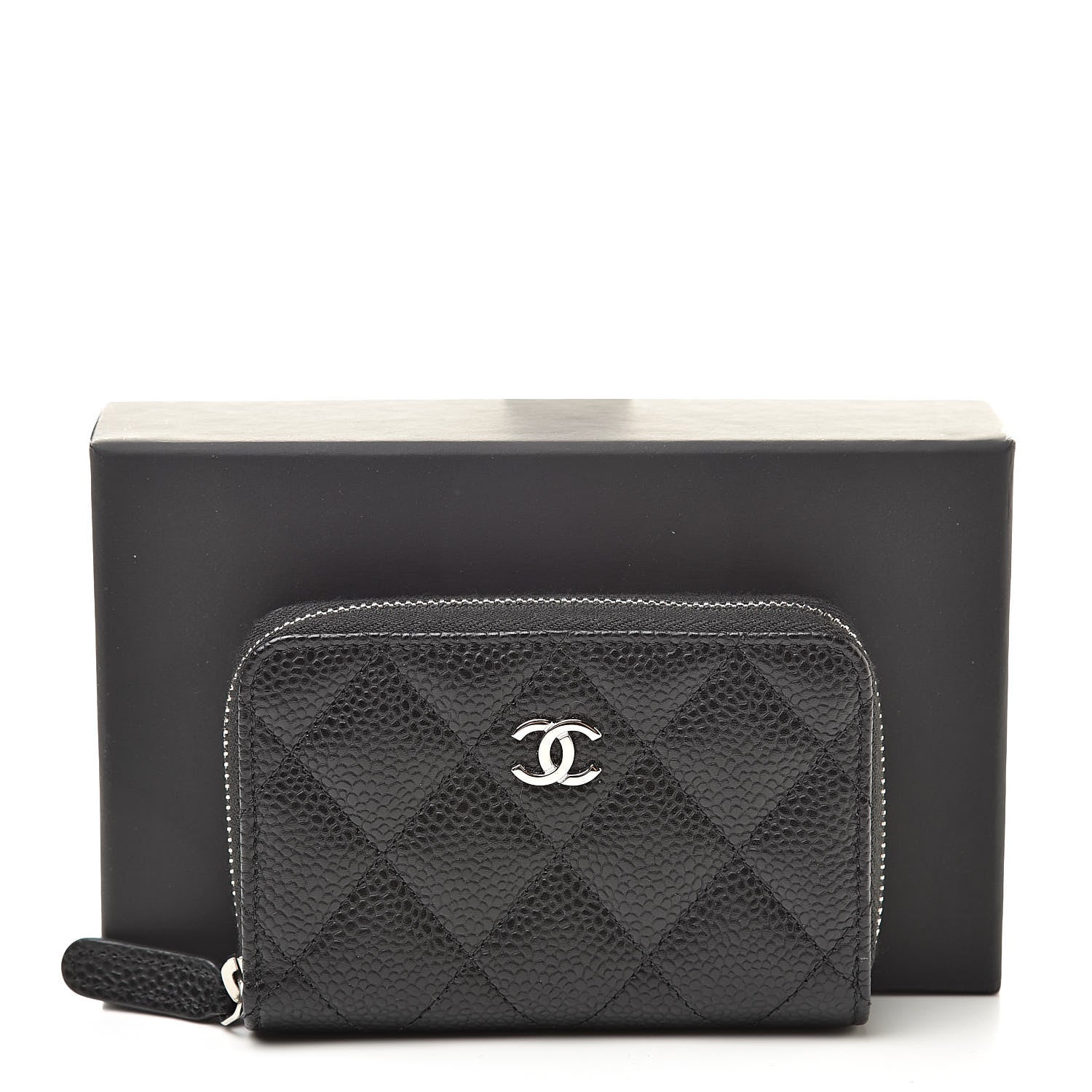 Chanel Caviar Quilted Zip Coin Purse Black 9 of 9
