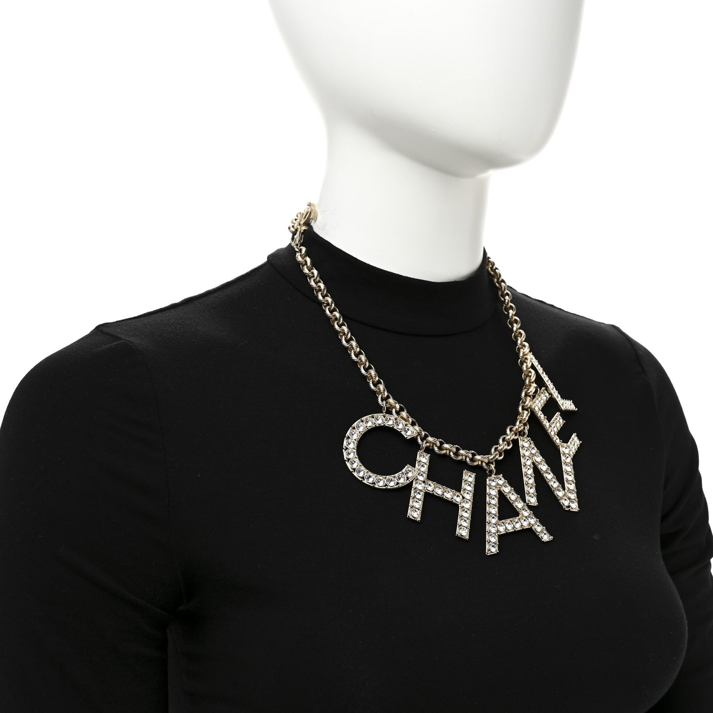 Crystal City of Lights Letter Chain Necklace Gold