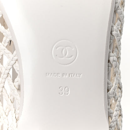 Chanel Braided Lambskin CC Mocassin Loafers 39 White 7 of 8
