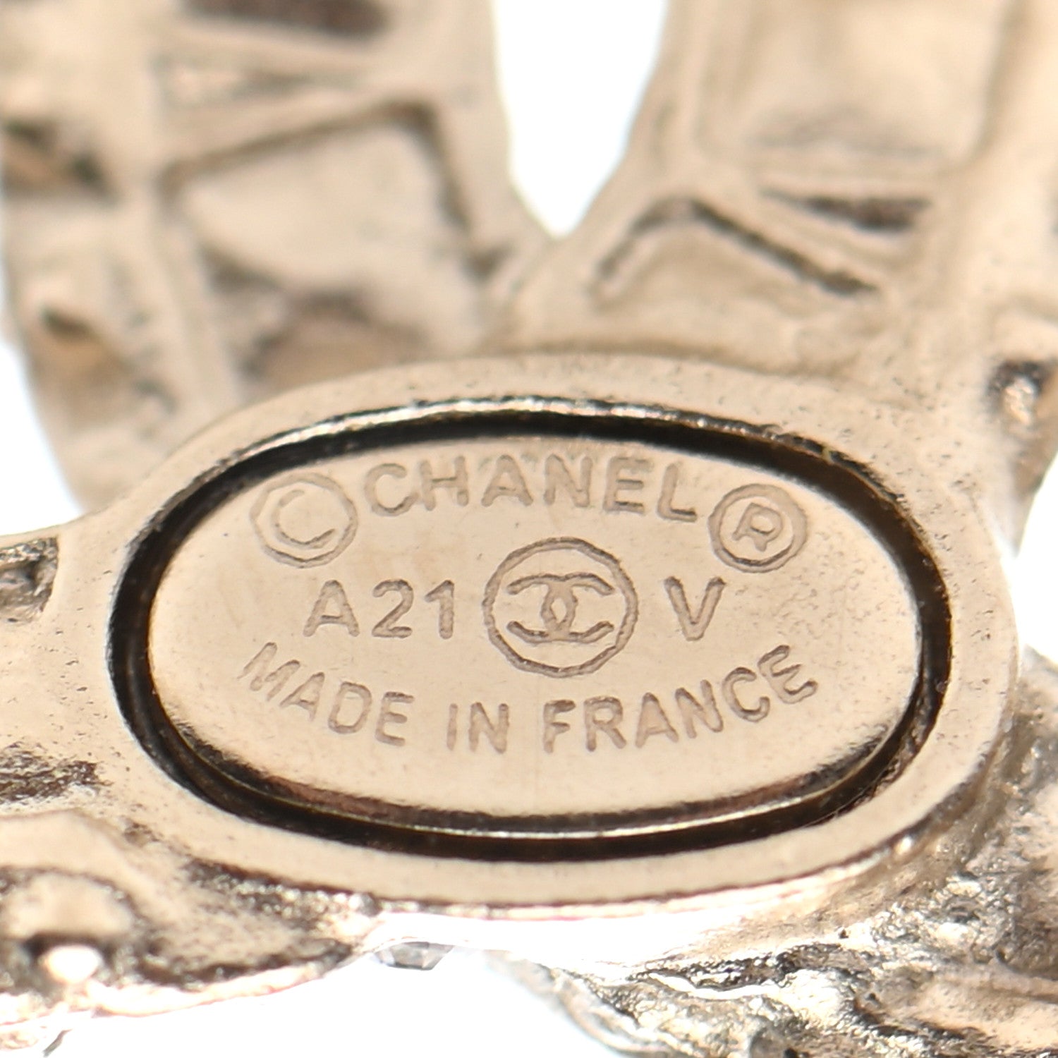 Chanel Crystal Timeless CC Earrings Light Gold 4 of 4