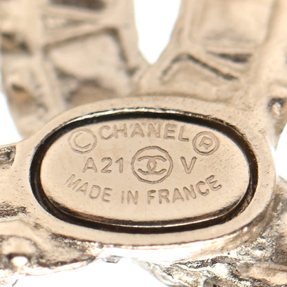 Chanel Crystal Timeless CC Earrings Light Gold 4 of 4