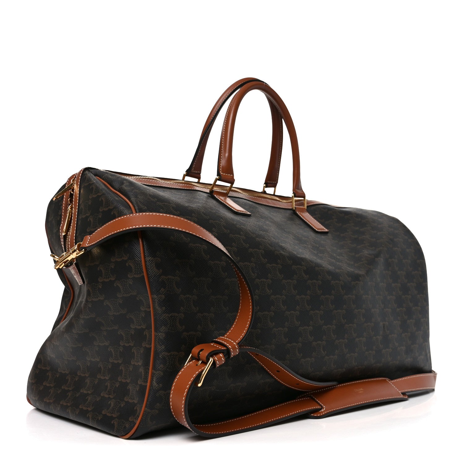 Celine Triomphe Canvas Large Voyage Duffle Tan 2 of 8