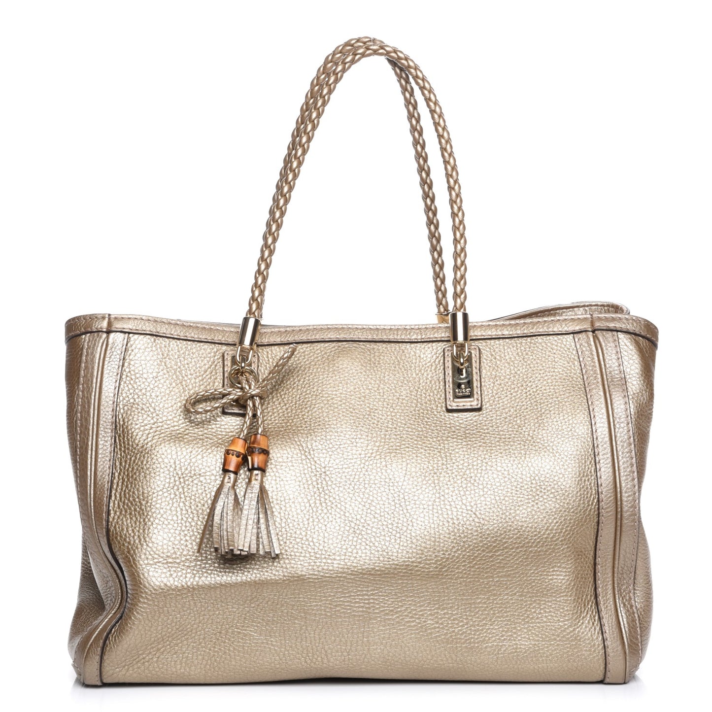 Metallic Pebbled Calfskin Medium Bella Tote Gold