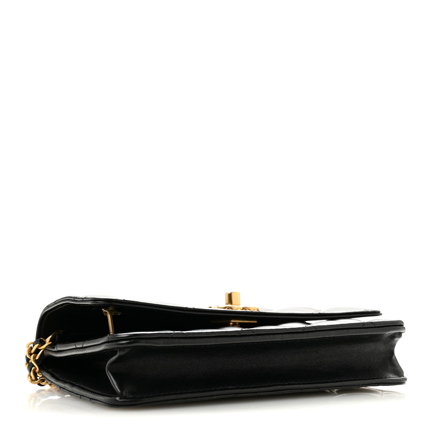 Chanel Lambskin Quilted Logo WOC Wallet On Chain Black 4 of 14