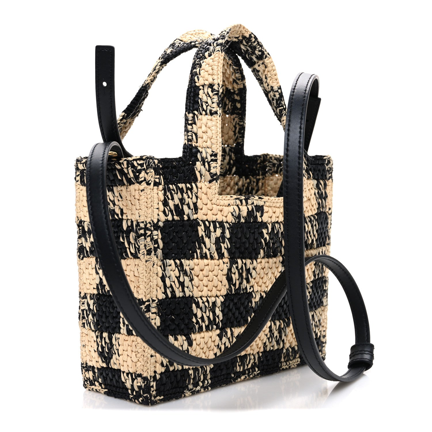 Loewe X PAULA'S IBIZA Raffia Mini Font Tote Black Natural 3 of 10