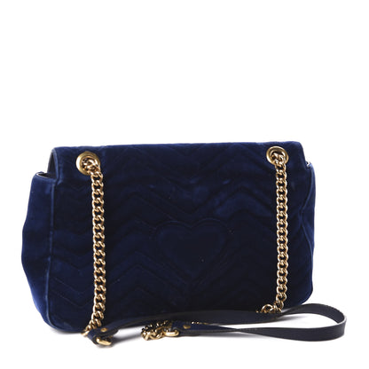 Gucci Velvet Matelasse Medium GG Marmont Shoulder Bag Cobalt Blue 3 of 15
