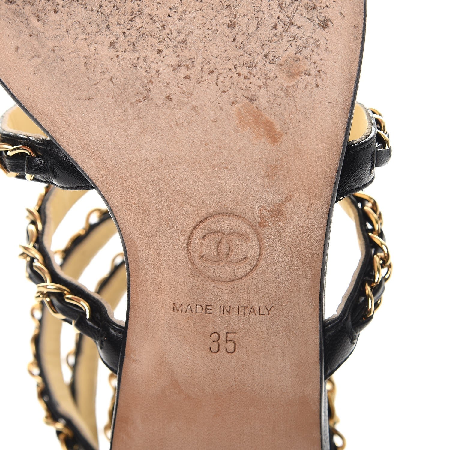 Chanel Lambskin CC Chain Sandals 35 Black 8 of 19