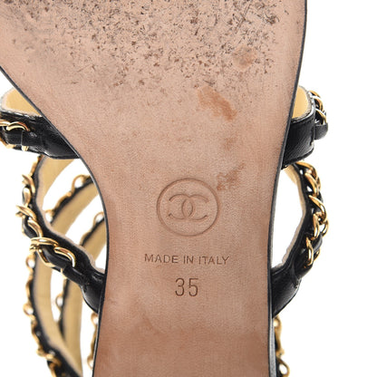 Chanel Lambskin CC Chain Sandals 35 Black 8 of 19