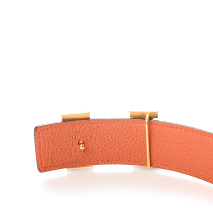 Hermes Box Togo 32mm Strie H Belt 85 Black Orange 4 of 6
