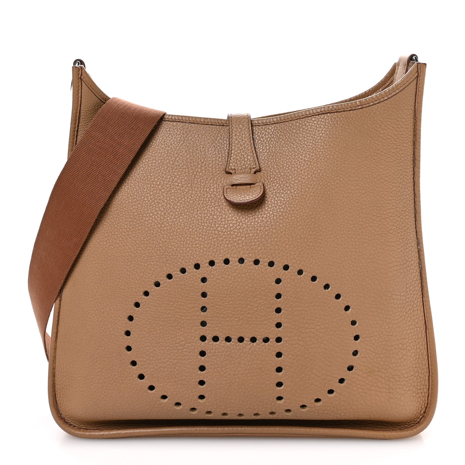 Hermes Taurillon Clemence Evelyne GM Tabac Camel 1 of 11