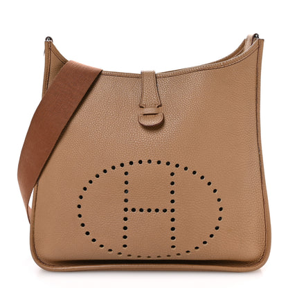 Hermes Taurillon Clemence Evelyne GM Tabac Camel 1 of 11