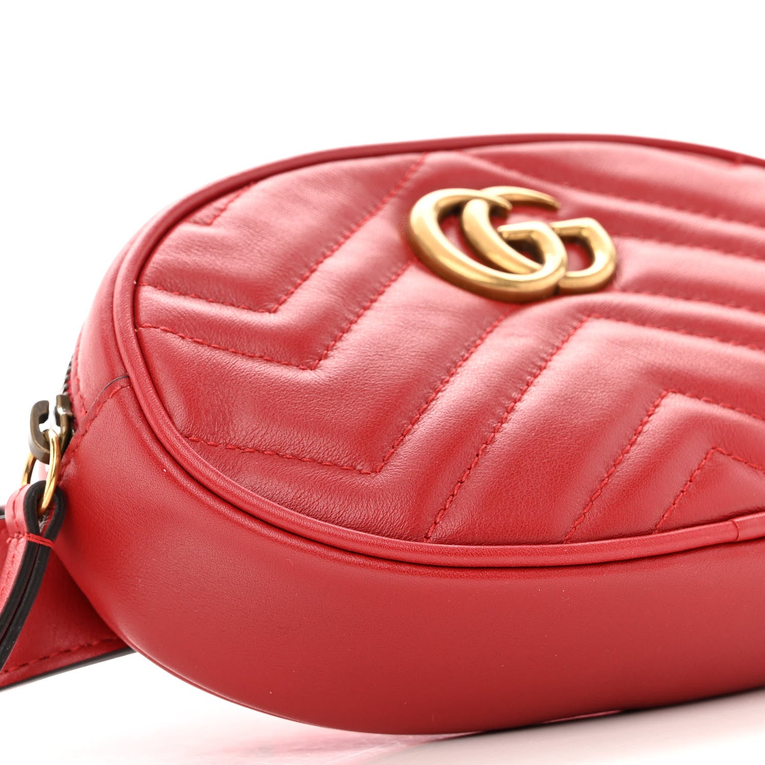 Gucci Calfskin Matelasse GG Marmont Belt Bag 85 34 Hibiscus Red 8 of 9
