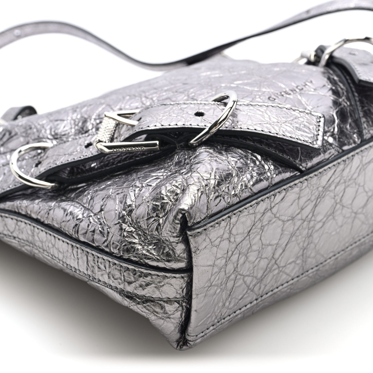 Givenchy Metallic Calfskin Small Voyou Bag Silver 8 of 9