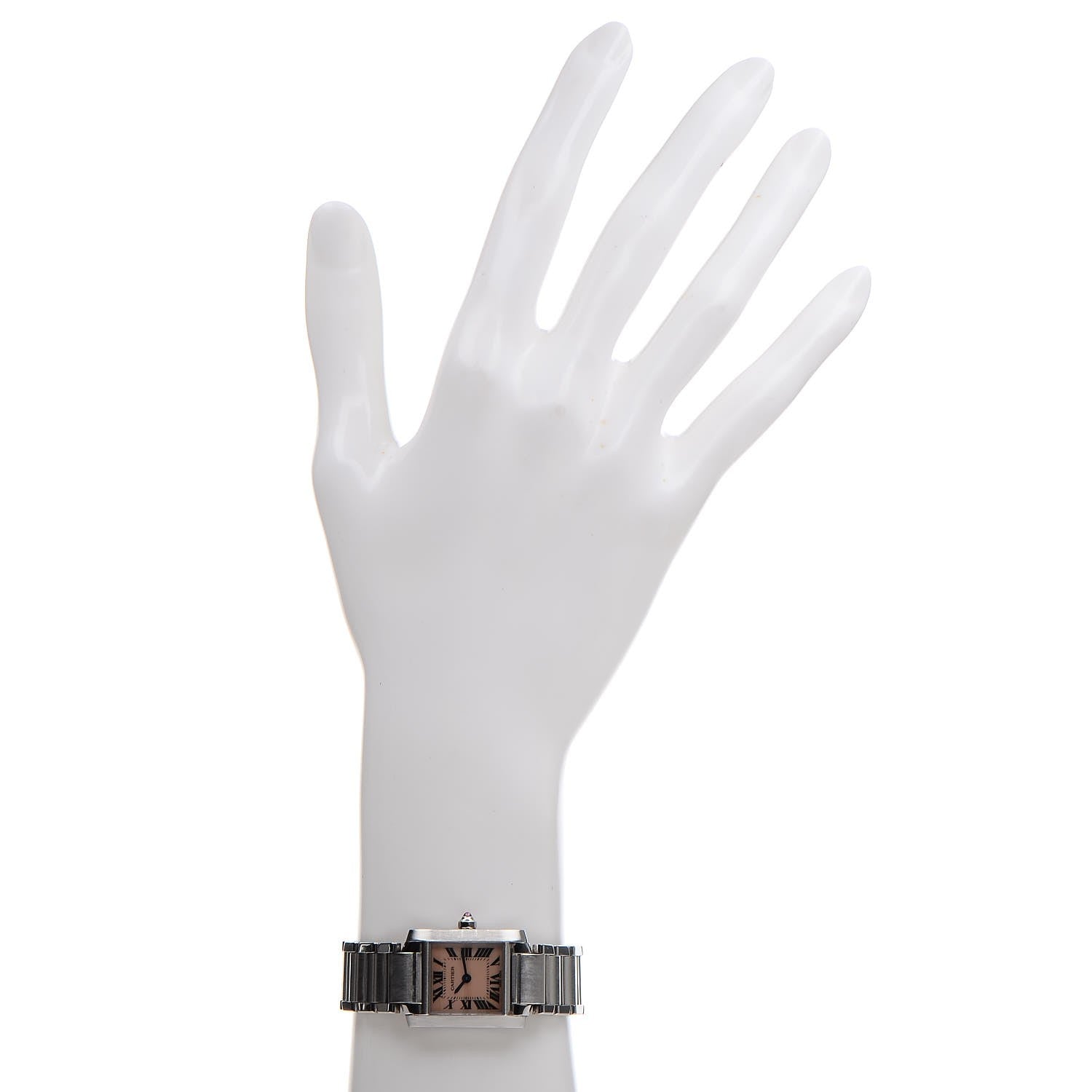 Cartier Stainless Steel Pink Mother of Pearl 20mm Tank Francaise Quartz Watch 2 of 9