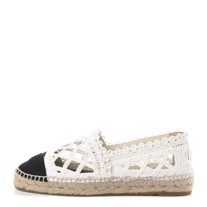 Chanel Woven Fabric Grosgrain CC Espadrilles 38 Beige Black 1 of 10
