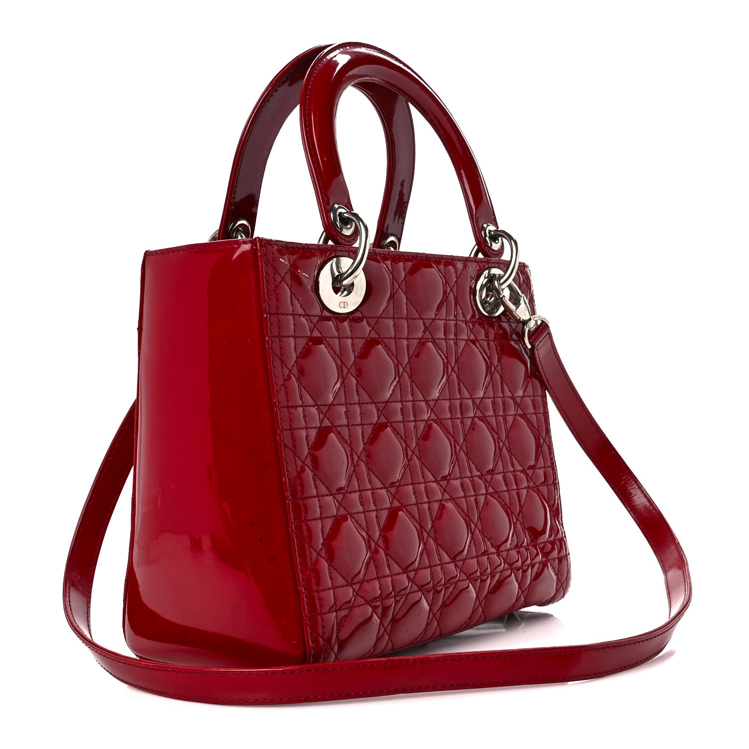 Christian Dior Patent Cannage Medium Lady Dior Burgundy Red 3 of 10