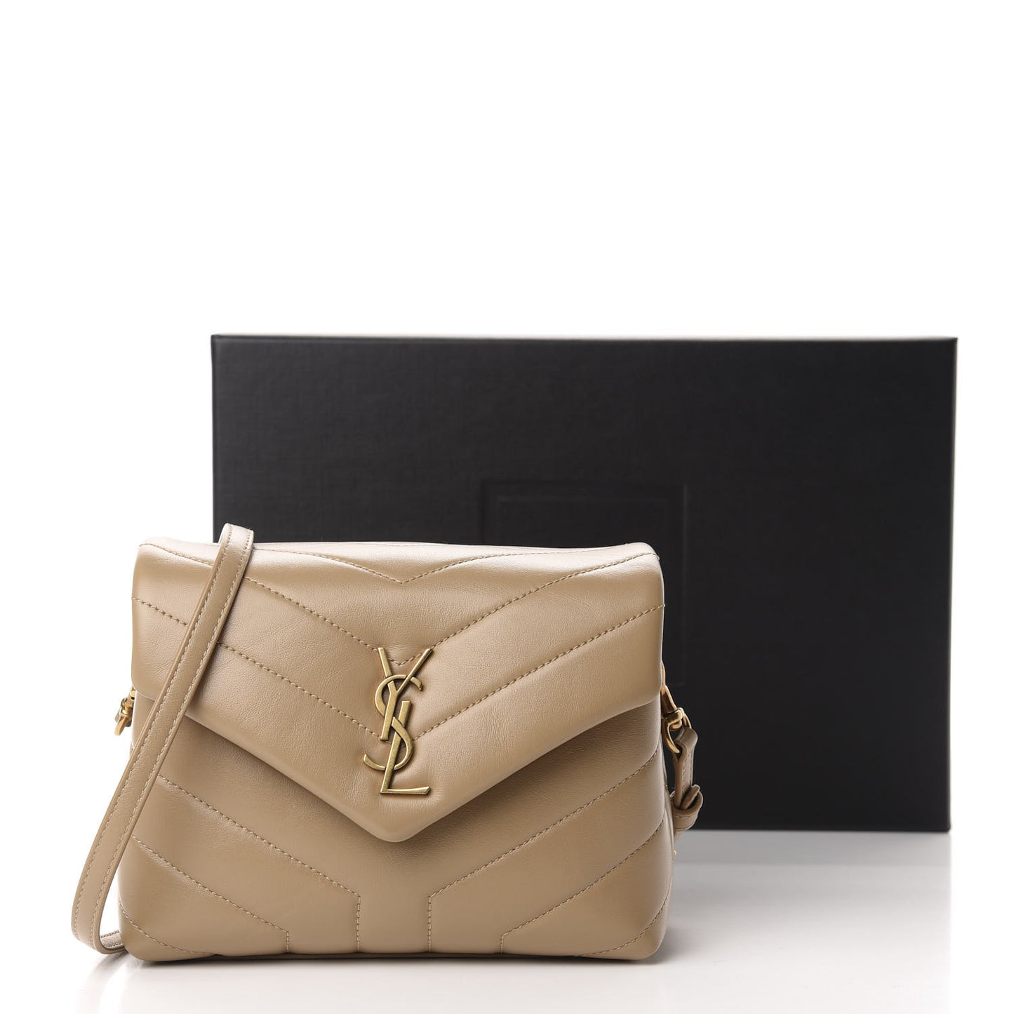 Calfskin Y Quilted Monogram Toy Loulou Crossbody Bag Latte
