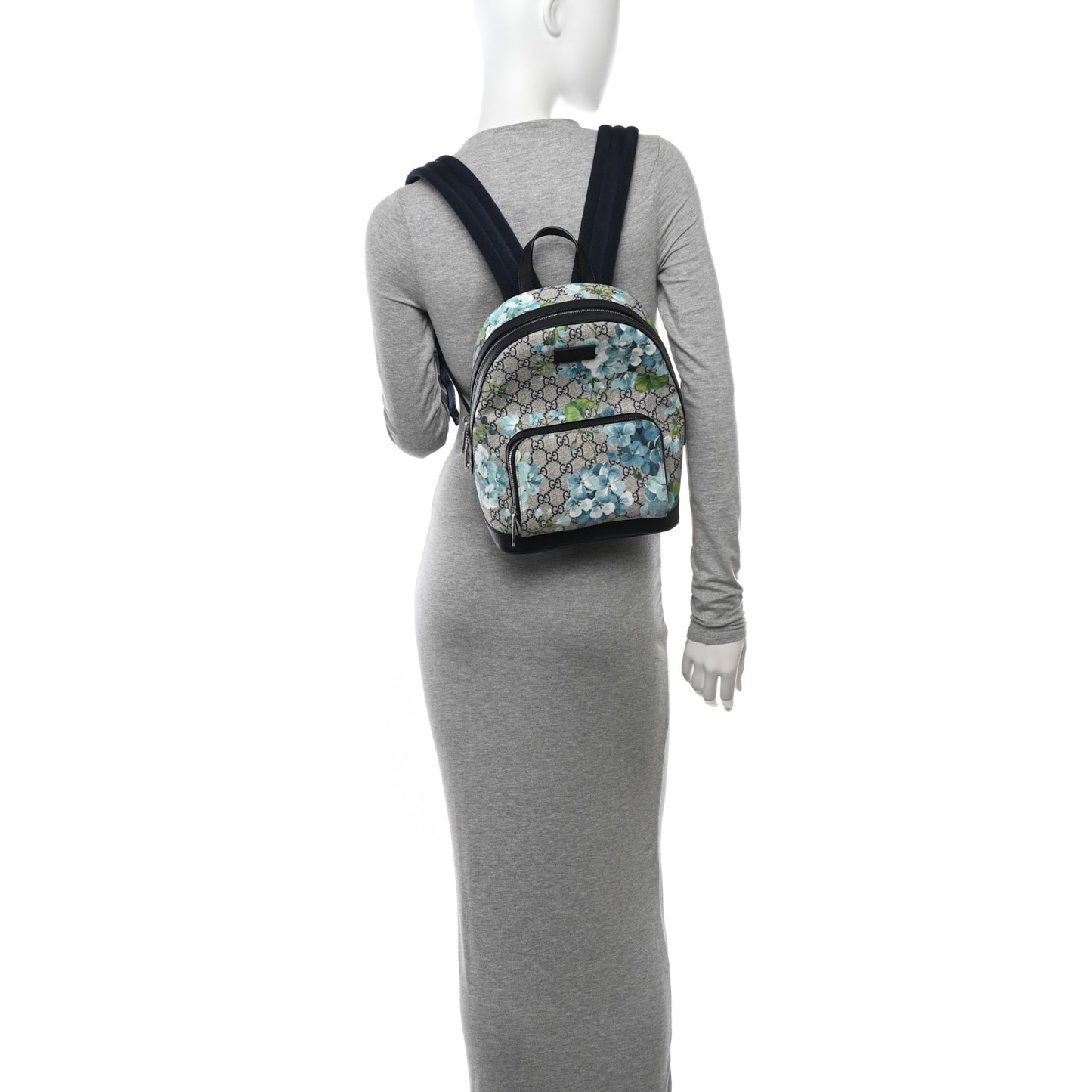GG Supreme Monogram Blooms Small Day Backpack Blue