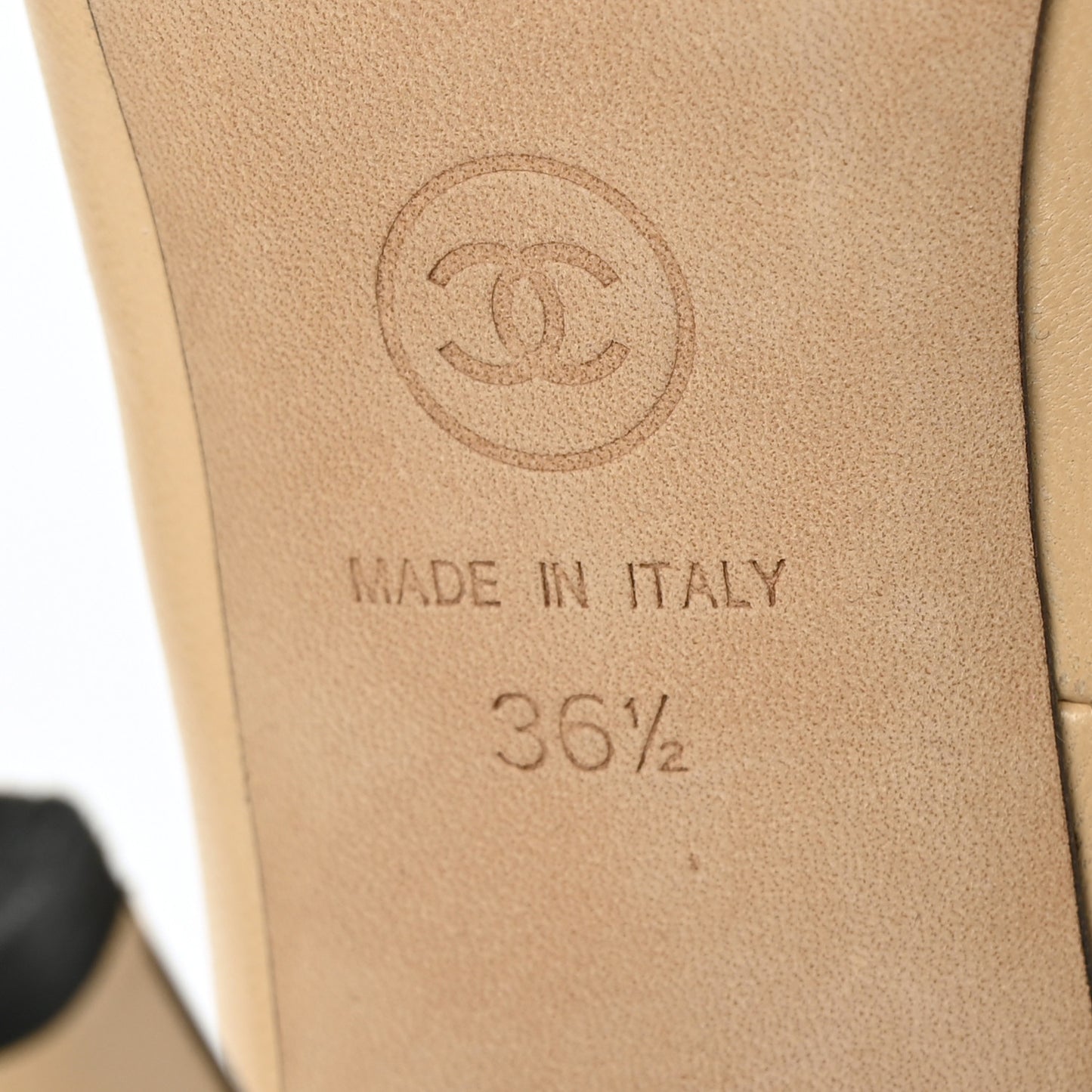 Lambskin CC Cap Toe Pumps 36.5 Beige Black