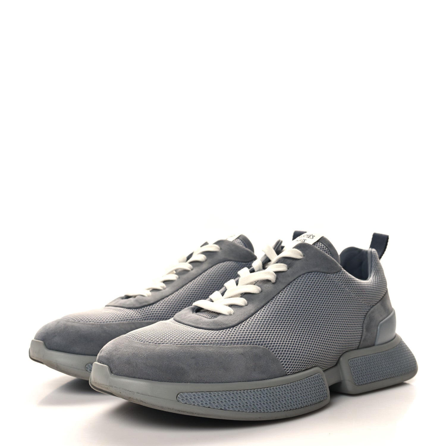 Hermes Technical Canvas Suede Goatskin Mens Drift Sneakers 43.5 Gris Fume 3 of 8