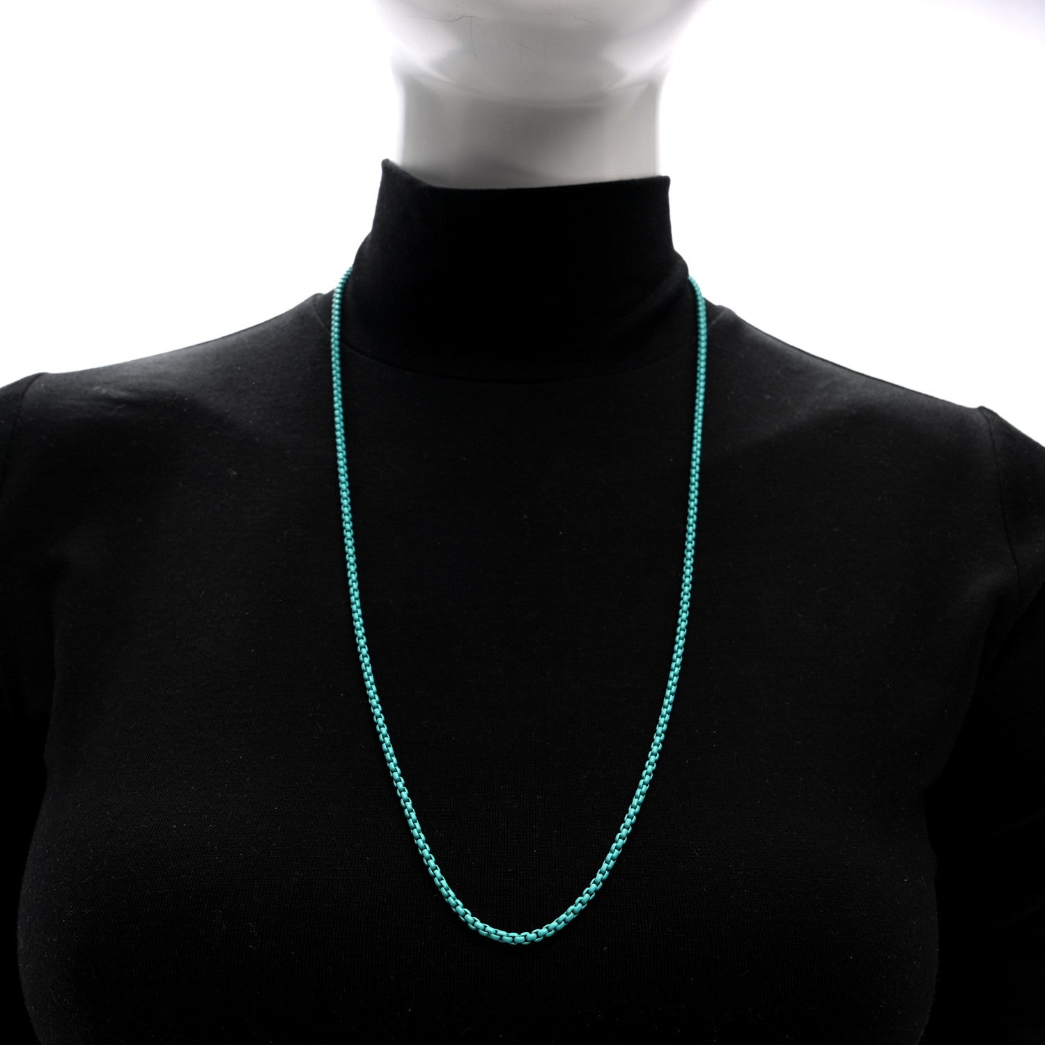 David Yurman Stainless Steel 14K Yellow Gold Acrylic Bel Aire Chain Necklace 27" Turquoise 2 of 4