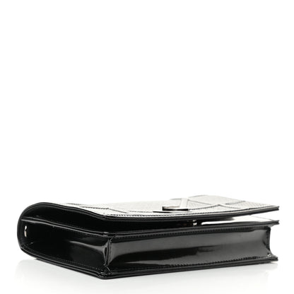 Christian Dior Metallic Patent Micro-Cannage Diorama Wallet on Chain Pouch Black 4 of 9