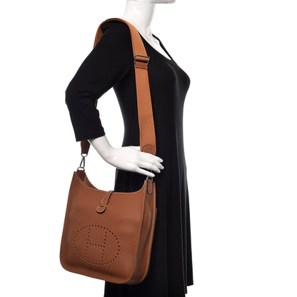 Hermes Taurillon Clemence Evelyne III PM Gold 2 of 11