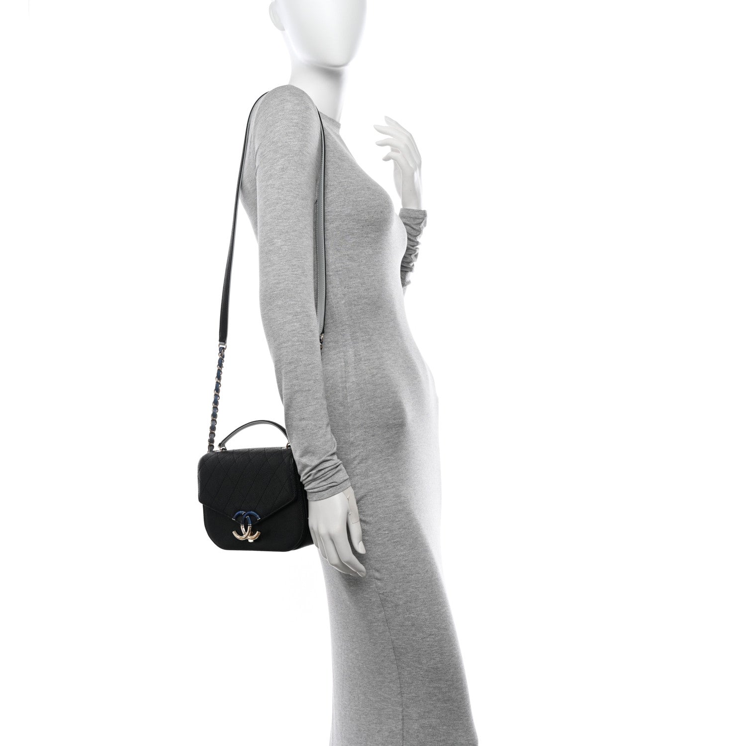 Chanel Grained Calfskin Quilted Small Cuba Top Handle Flap Black 2 of 11