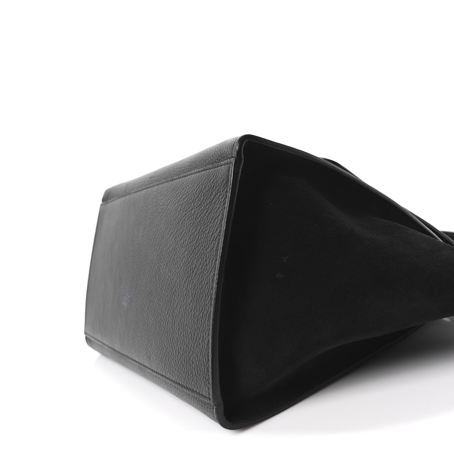 Drummed Calfskin Suede Small Trapeze Black