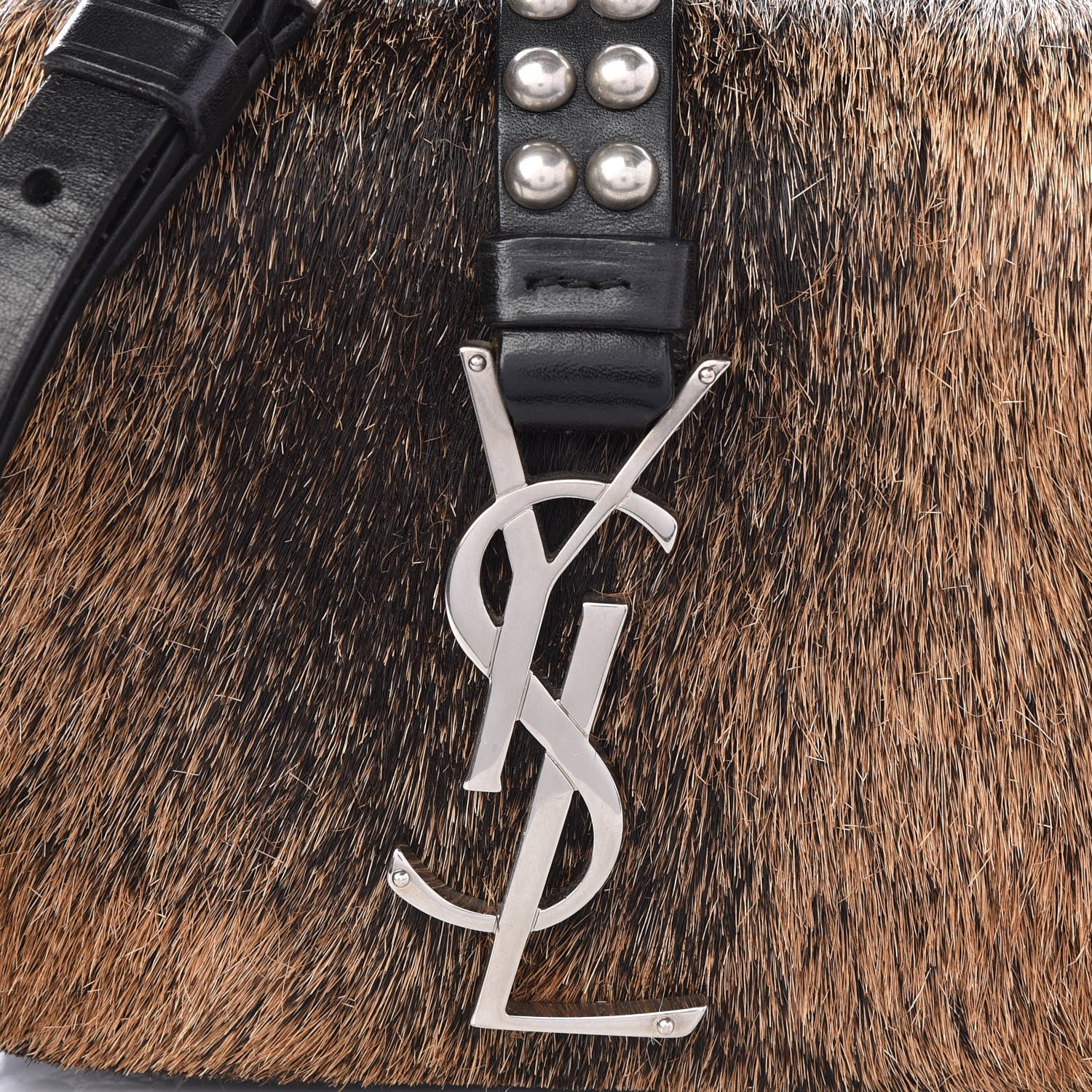 Saint Laurent Calfskin Hair Monogram Crossbody Bag Black 8 of 8