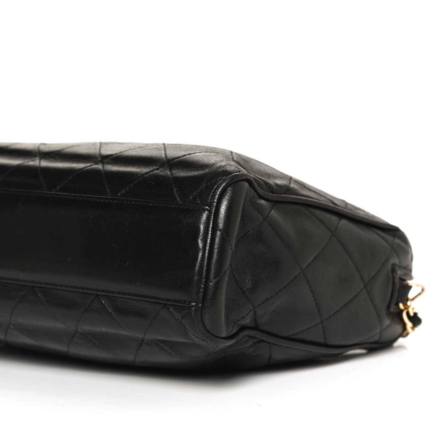 Lambskin Quilted Tassel Camera Case Black