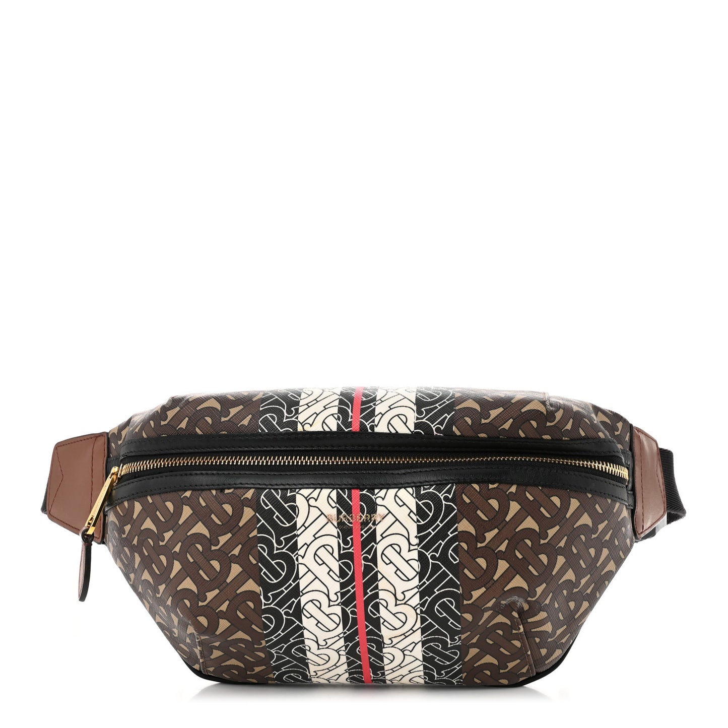 E-Canvas Monogram Stripe Medium Sonny Bum Bag Bridle Brown
