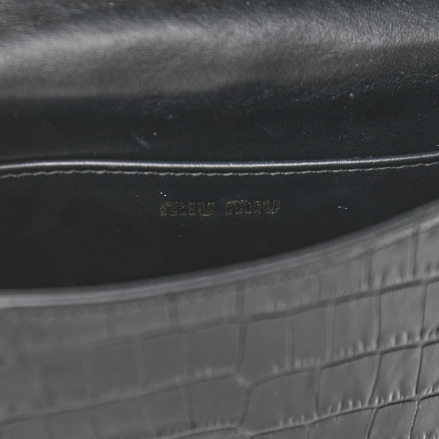 Miu Miu Crocodile Print Calfskin Top Handle Bag Black 6 of 9