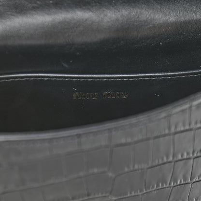 Miu Miu Crocodile Print Calfskin Top Handle Bag Black 6 of 9