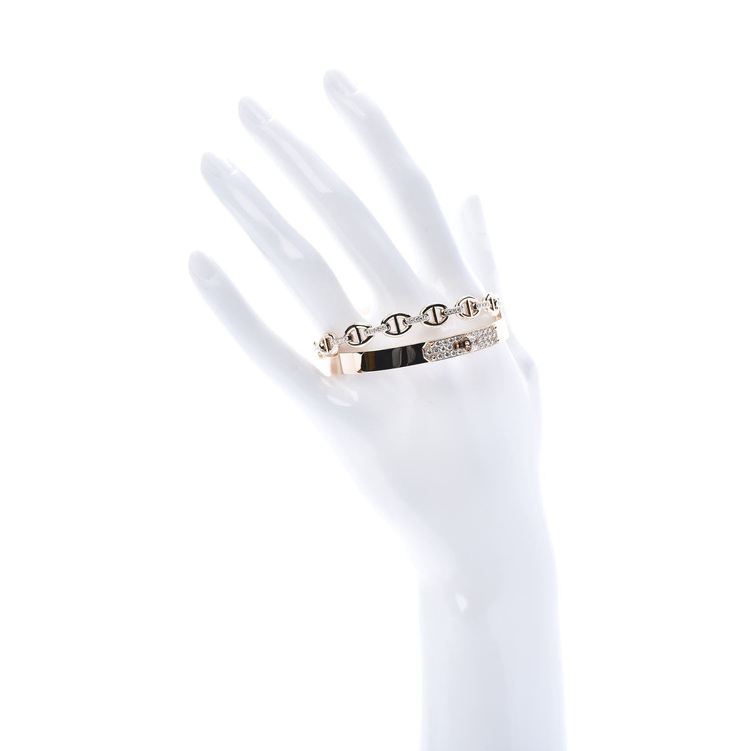 Hermes 18K Rose Gold Diamond PM Kelly Double Tour Bracelet SH 2 of 7