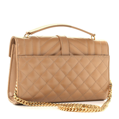 Saint Laurent Grain De Poudre Textured Mixed Matelasse Triquilt Small Monogram Satchel Dark Beige 2 of 11