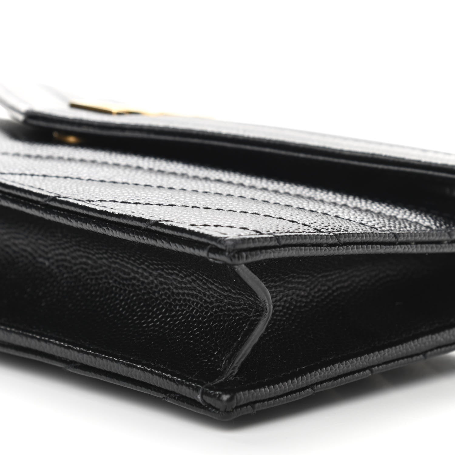 Saint Laurent Grain De Poudre Matelasse Chevron Monogram Envelope Chain Wallet Black 9 of 9