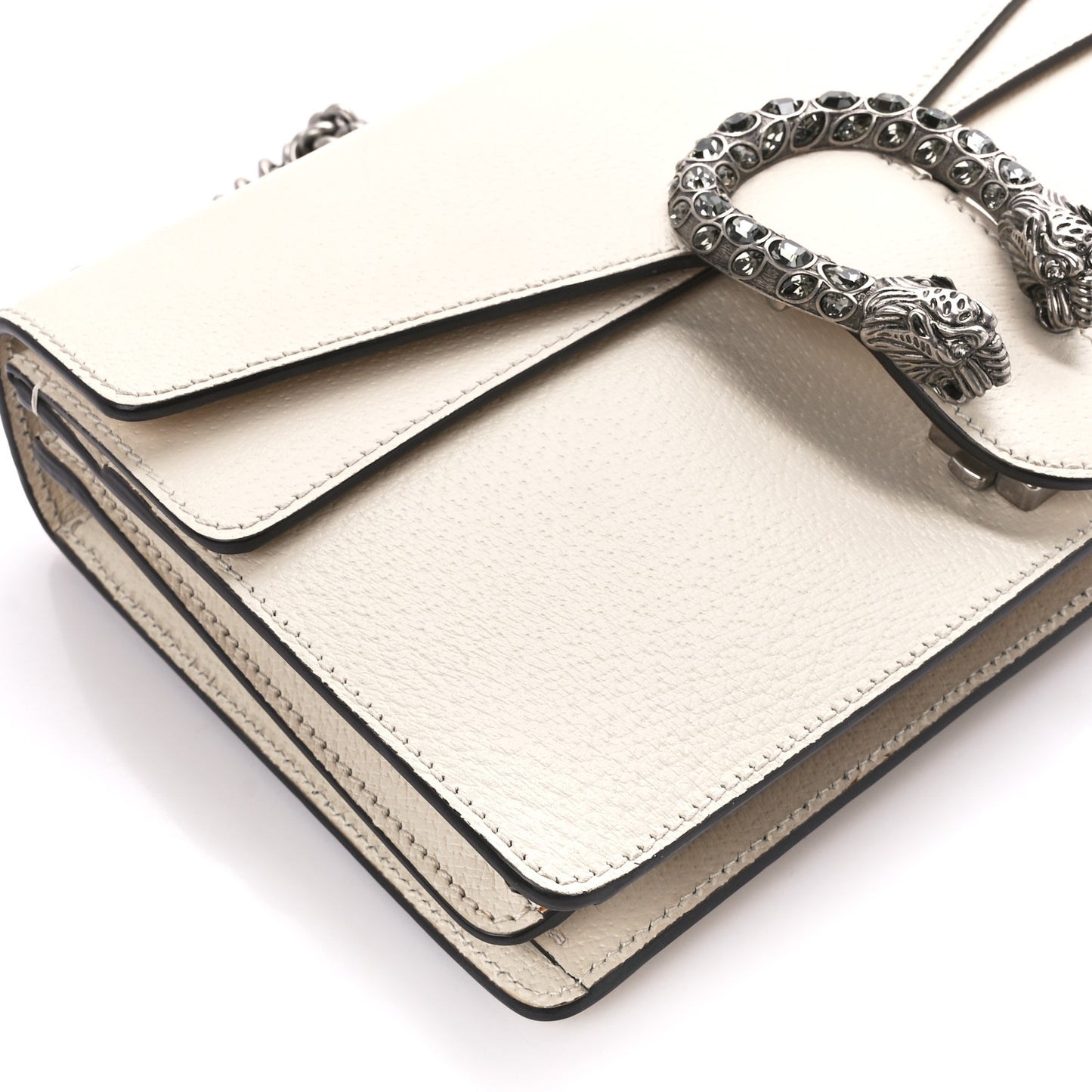 Textured Calfskin Crystal Small Dionysus Shoulder Bag Mystic White