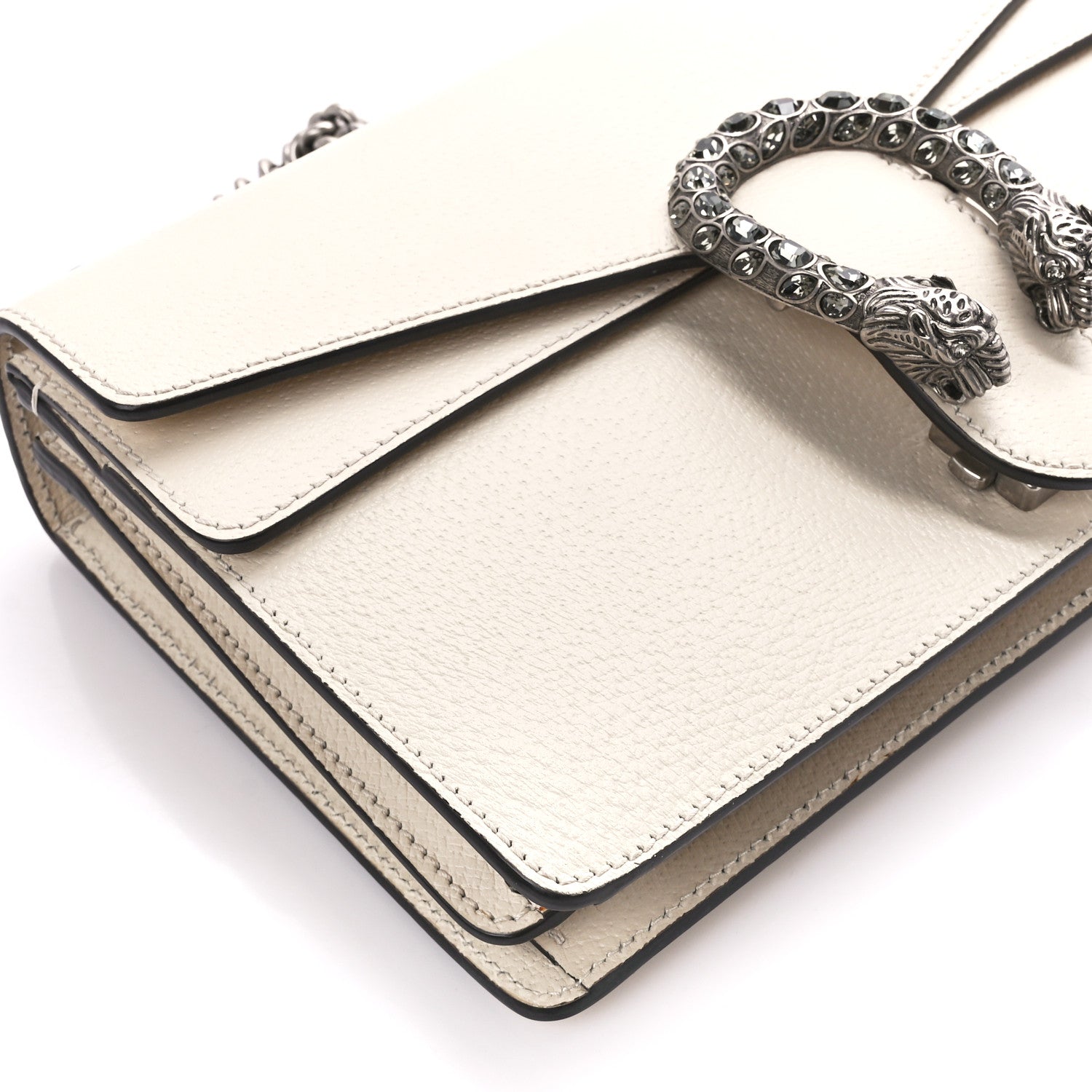 Gucci Textured Calfskin Crystal Small Dionysus Shoulder Bag Mystic White 11 of 12