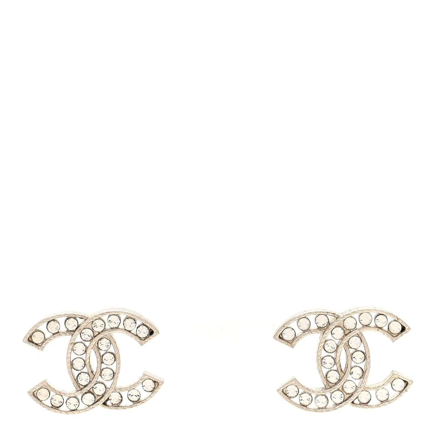Chanel Crystal CC Earrings Silver 1 of 5