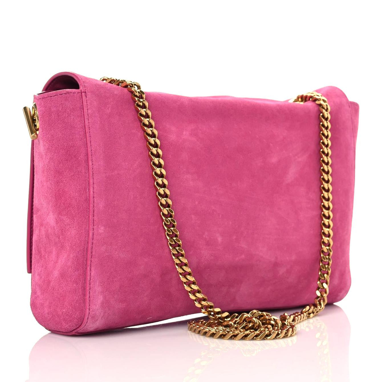 Saint Laurent Smooth Calfskin Suede Medium Reversible Monogram Kate Satchel Rose Rubis 15 of 19